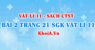 Bài 2 trang 21 SGK Vật lí 11 Chân trời sáng tạo
